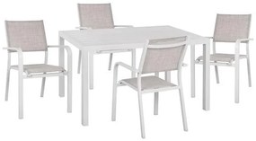 Set 5 pieces with Table 140x80x75.5 &amp; Armchairs in white color