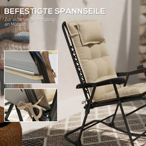 Outsunny Σετ 2 Μαξιλάρια για Ξαπλώστρα Ανθεκτικό στο Νερό Μαξιλάρι για Ξαπλώστρα Κήπου 50x116x5 cm, Μπεζ