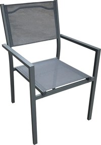 Πολυθρόνα Moly pakoworld  ανθρακί αλουμίνιο-textilene 61x56.5x87.5εκ