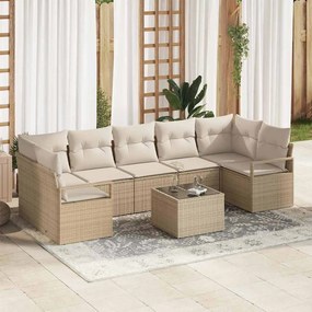 vidaXL Σετ Καναπέ 8 pcs Μπεζ και Κρέμα συνθετικό ρατάν