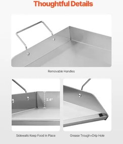 VEVOR 32x16 in Flat Top Griddle Stainless Steel Universal BBQ Grill Pan Cookware