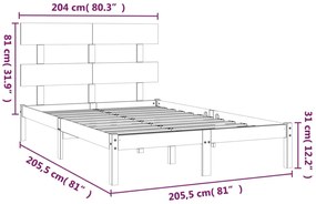 vidaXL Πλαίσιο Κρεβατιού Λευκό 200 x 200 εκ. από Μασίφ Ξύλο