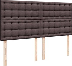 vidaXL Κρεβάτι Boxspring με Στρώμα Σκούρο Καφέ 200x200 εκ. Υφασμάτινο