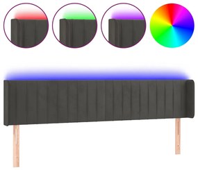 Κεφαλάρι Κρεβατιού LED Σκούρο Γκρι 203x16x78/88 εκ. Βελούδινο 3123541