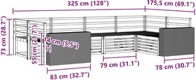 vidaXL Σειρά Καναπέ Εξωτερικού 6 pcs Φυσικό