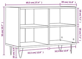 Έπιπλο Τηλεόρασης Γυαλ. Λευκό 69,5x30x50 εκ. Επεξεργασμένο Ξύλο - Λευκό