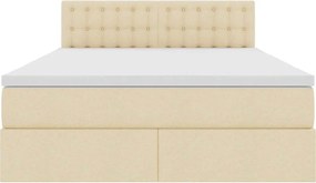 vidaXL LED Κρεβάτι αποθήκευσης με στρώμα Κρέμ 140 x 190 cm Ύφασμα