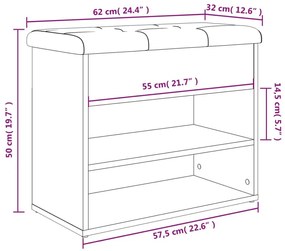 Παπουτσοθήκη Γκρι Sonoma 62x32x50 εκ. από Επεξεργασμένο Ξύλο - Γκρι