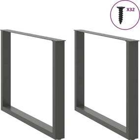 vidaXL Πόδια Τραπεζαρίας σε Σχήμα U 2 τεμ. Ανθρακί 100x(72-73) εκ. Ατσάλι