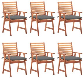 Καρέκλες Τραπεζαρίας Εξ. Χώρου 6 τεμ. Ξύλο Ακακίας με Μαξιλάρια