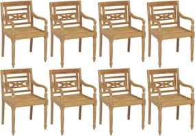 vidaXL Καρέκλες Batavia 8 τεμ. από Μασίφ Ξύλο Teak