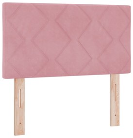 vidaXL κρεβάτι Box Spring με στρώμα και LED ροζ 80x200 εκ. βελούδο
