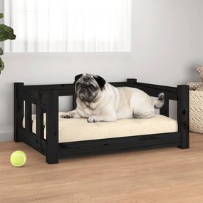 Κρεβάτι Σκύλου Μαύρο 65,5 x 50,5 x 28 εκ. από Μασίφ Ξύλο Πεύκου - Μαύρο