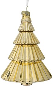 Χριστουγεννιάτικο Στολίδι Δεντράκι Σετ 4τμχ Γυάλινο Χρυσό 9x13εκ. iliadis 83192