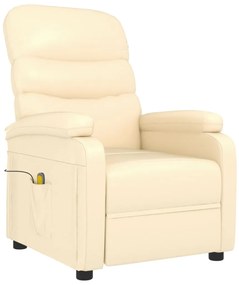 vidaXL Πολυθρόνα Μασάζ Κρεμ από Συνθετικό Δέρμα