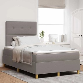 vidaXL LED Κρεβάτι με βάθρο με στρώμα Taupe 120 x 200 cm ύφασμα