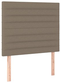 vidaXL Κρεβάτι Boxspring με Στρώμα &amp; LED Taupe 90x200 εκ. Υφασμάτινο