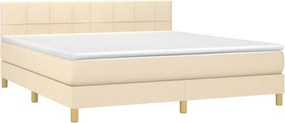 vidaXL Κρεβάτι Boxspring με Στρώμα Κρεμ 160x200 εκ. Υφασμάτινο