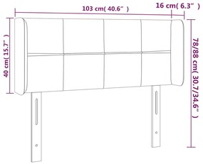 Κεφαλάρι με Πτερύγια Ανοιχτό Γκρι 103x16x78/88 εκ. Βελούδινο 3118810