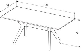Τραπέζι Luna Megapap χρώμα florida oak 181x90x75εκ.