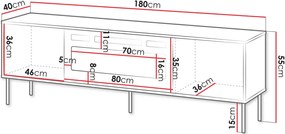 Έπιπλο τηλεόρασης Tresse 180 EF plus-Prasino Skouro