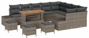 vidaXL Σετ Καναπέ Κήπου με μαξιλάρι 12 pcs Γκρι 110 x 55 x 71 εκ