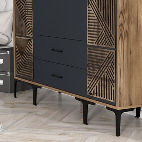 Τετραφυλλη Ντουλαπα Καρυδια/Ανθρακι SOLANO 47.5x160x201.4