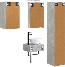 vidaXL Σετ Επίπλων Μπάνιου 5 pcs Γκρι Σκυροδέματος