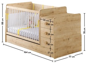 Βρεφική πολυμορφική κούνια  BABY MOCHA  MO-1022  70x115εκ. with Telescopic Rail Cilek