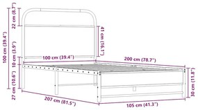 Πλαίσιο Κρεβατιού Χωρ. Στρώμα Sonoma Δρυς 100x200εκ Επ. Ξύλο - Καφέ