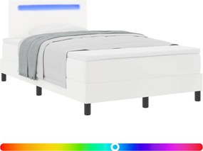 vidaXL Κρεβάτι με ελατήρια Λευκό 120 x 200 cm Τεχνητό δέρμα