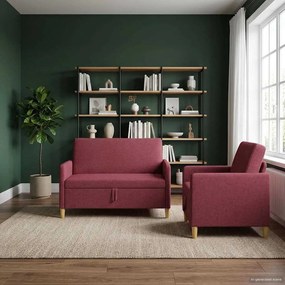 vidaXL Σαλονάκι Σετ Με Αποθηκευτικό Χώρο 2 pcs Κόκκινο Πολυεστέρας