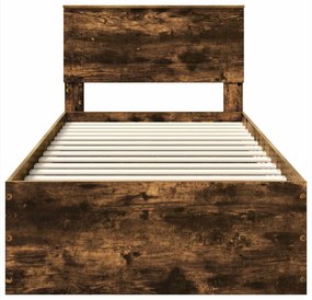 vidaXL Σκελετός Κρεβατιού με κεφαλάρι Καπνιστό Δρύς 120 x 200 cm