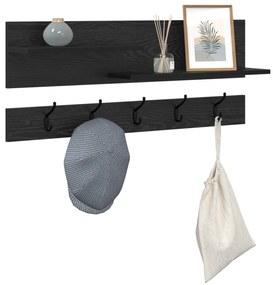 vidaXL Τοίχου Κρεμάστρα Μαύρη δρυς 90 x 15 x 36 εκ. Επεξεργασμένο ξύλο