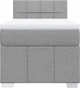 vidaXL Κρεβάτι Boxspring με Στρώμα Ανοιχτό Γκρι 100x200 εκ. Υφασμάτινο