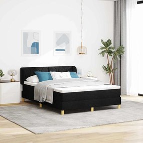 Κρεβάτι Box Spring με στρώμα - Μαύρο, 140x200 εκ., Ύφασμα