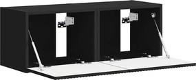 vidaXL Ντουλάπι Τηλεόρασης Τοίχου 2 pcs Μαύρο Επεξεργασμένο Ξύλο
