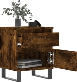 vidaXL Κομοδίνα 2 τεμ. Καπνιστή Δρυς 40 x 35 x 50 εκ. Επεξεργ. Ξύλο