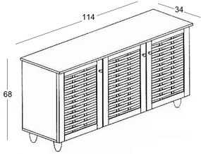 ΠΑΠΟΥΤΣΟΘΗΚΗ 114Χ34Χ68ΕΚ. WENGE/3 ΠΟΡΤΕΣ/2 ΡΑΦΙΑ