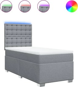 vidaXL Κρεβάτι Boxspring με Στρώμα Ανοιχτό Γκρι 80x200 εκ. Υφασμάτινο