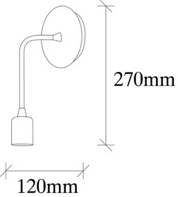 Απλίκα τοίχου Aden Megapap E27 μεταλλική χρώμα μαύρο 6x12x27εκ. - GP052-0173,1