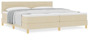 vidaXL Κρεβάτι με Βαθμίδα με Στρώμα Κρεμ 200x200 εκ. Ύφασμα