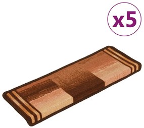 vidaXL Πατάκια Σκάλας Αυτοκόλλητα 5 τεμ. Καφέ 65x21x4 εκ.