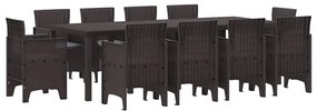 vidaXL Σέτ φαγητού για κήπο 11 pcs Καφέ Rattan Polt