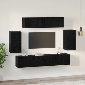 vidaXL Σετ επίπλου τηλεόρασης 6 pcs Μαύρη Οξυά Επεξεργασμένο ξύλο