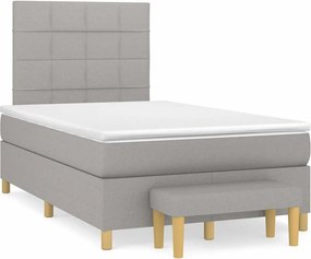 vidaXL Κρεβάτι Boxspring με Στρώμα Ανοιχτό Γκρι 120x190 εκ. Υφασμάτινο