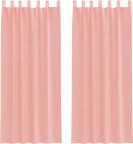 vidaXL Voile κουρτίνες με τσέπες ράβδου 2 τεμάχια Ροζ