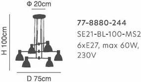 SE21-BL-100-MS2 ADEPT PENDANT Black Metal Pendant Black Metal Shade+