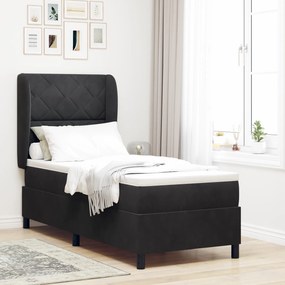 vidaXL Κρεβάτι Box Spring με Στρώμα Μαύρο 80x200 εκ. Βελούδο