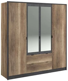 Ντουλάπα Τετράφυλλη Canada 162314409 190x52x203cm Oak-Black Τετράφυλλη